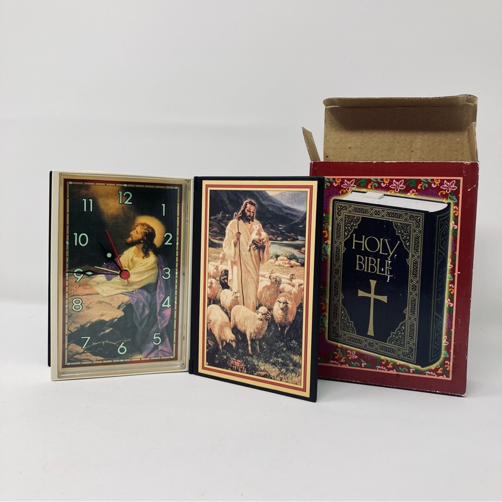 Vintage Holy bible glow in the dark alarm clock